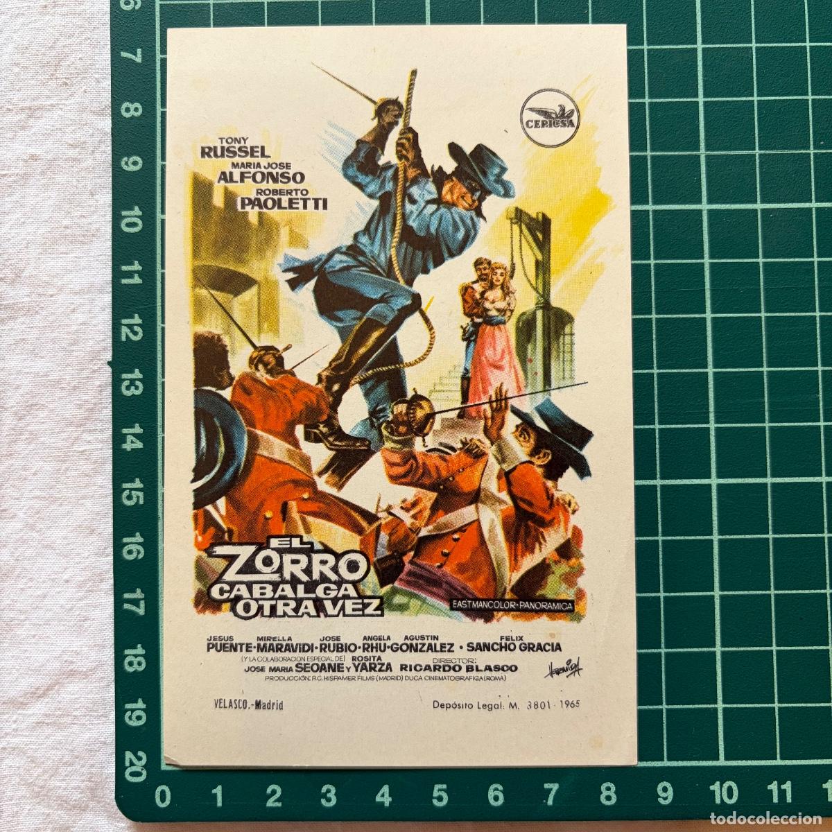 Cine: Programa de cine folleto de mano pelicula. El zorro cabalga otra vez.