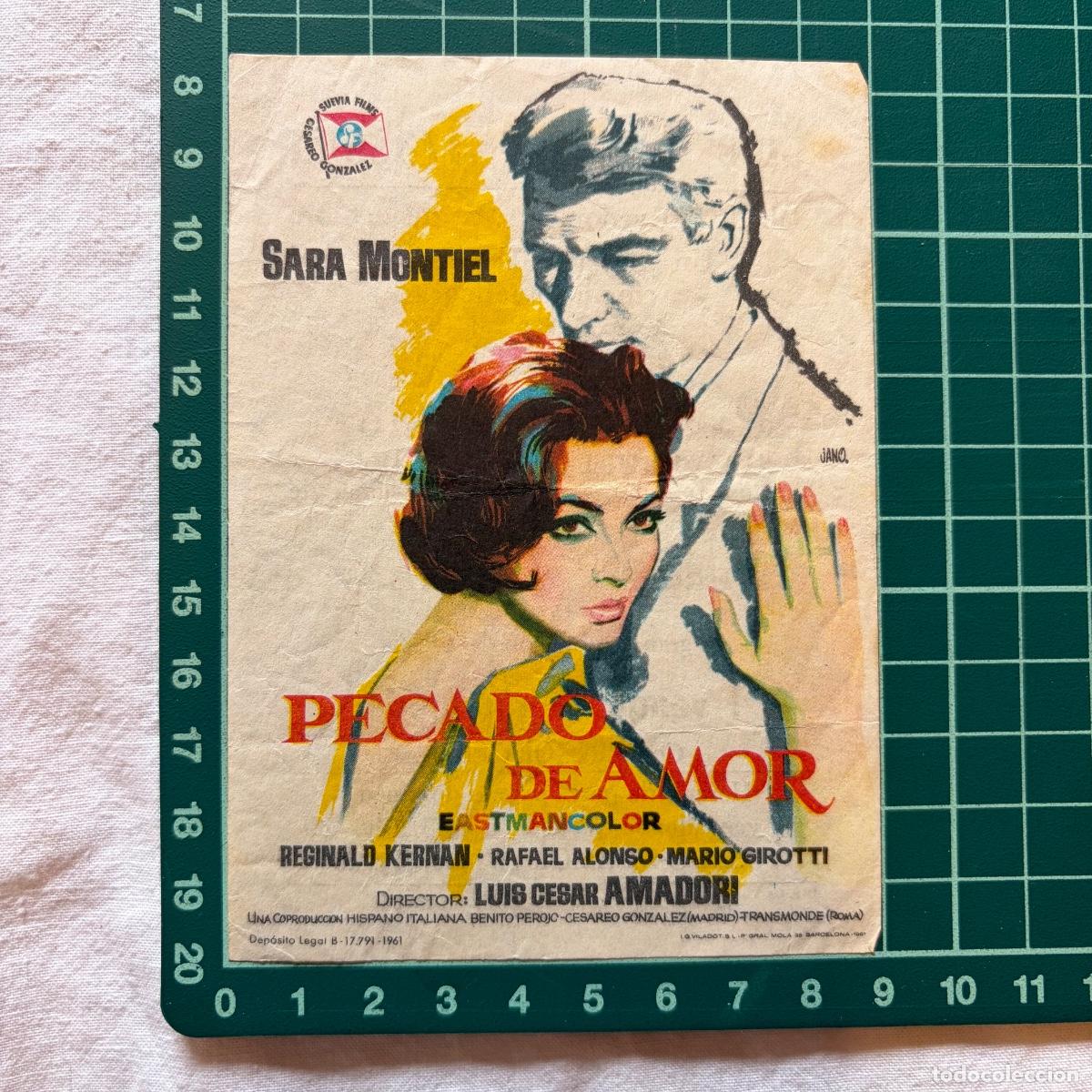Cine: Programa de cine folleto de mano pelicula. Pecado de amor, cine Pe&ntilde;alver Trasona