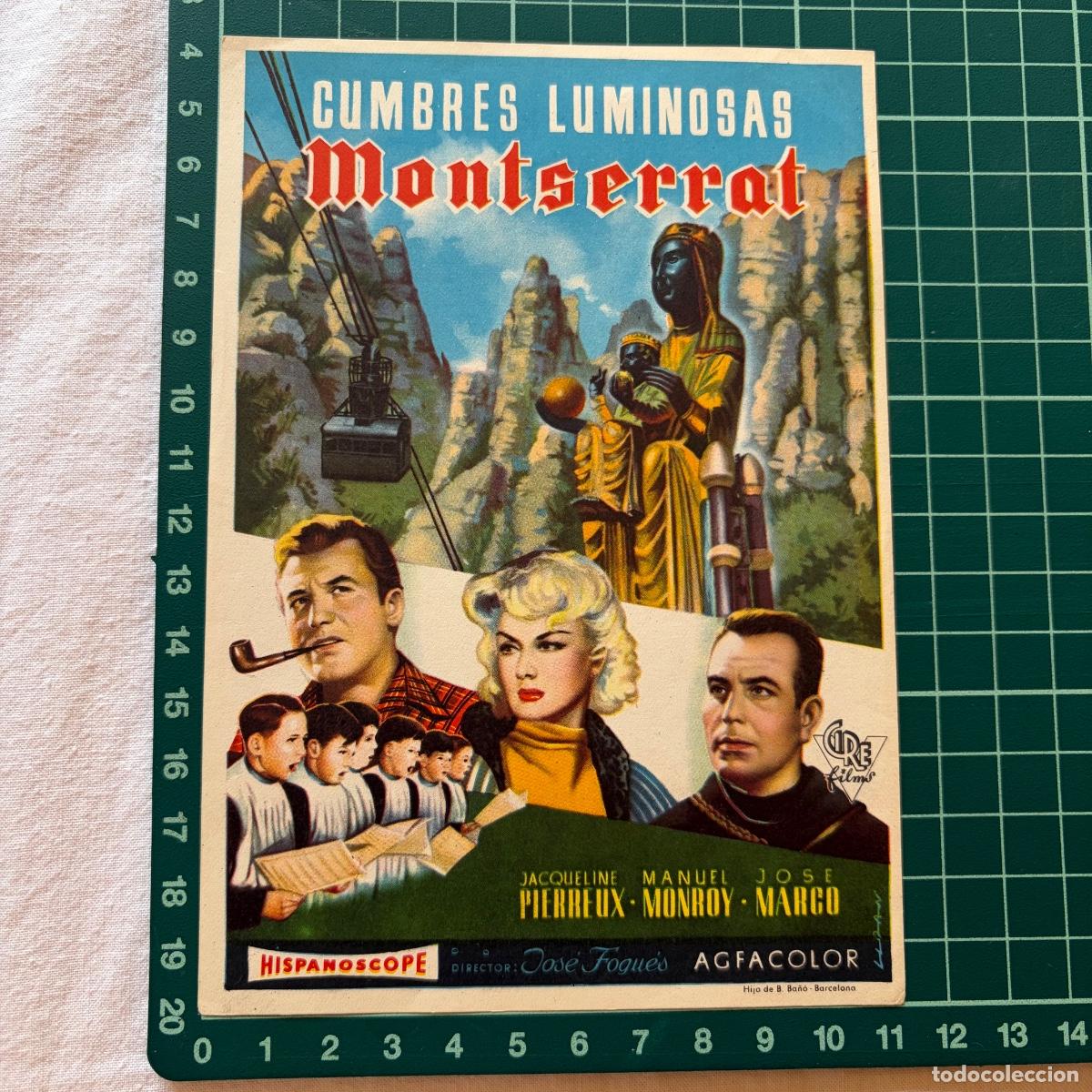 Cine: Programa de cine folleto de mano pelicula. Cumbres luminosas, Montserrat