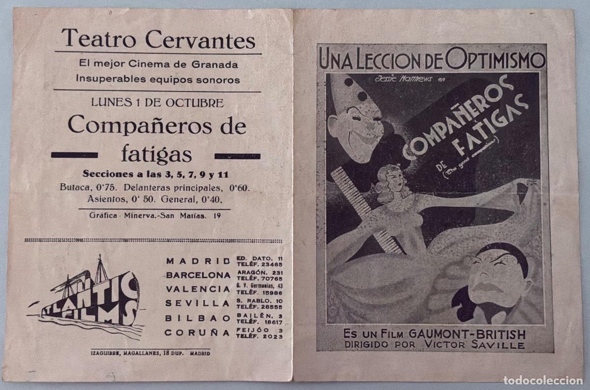Cine: PROGRAMA CINE DOBLE COMPA&Ntilde;EROS DE FATIGA, JESSIE MATTHEWS, EDMUND GWENN, CON PUBLICIDAD, A&Ntilde;OS 30&acute;S