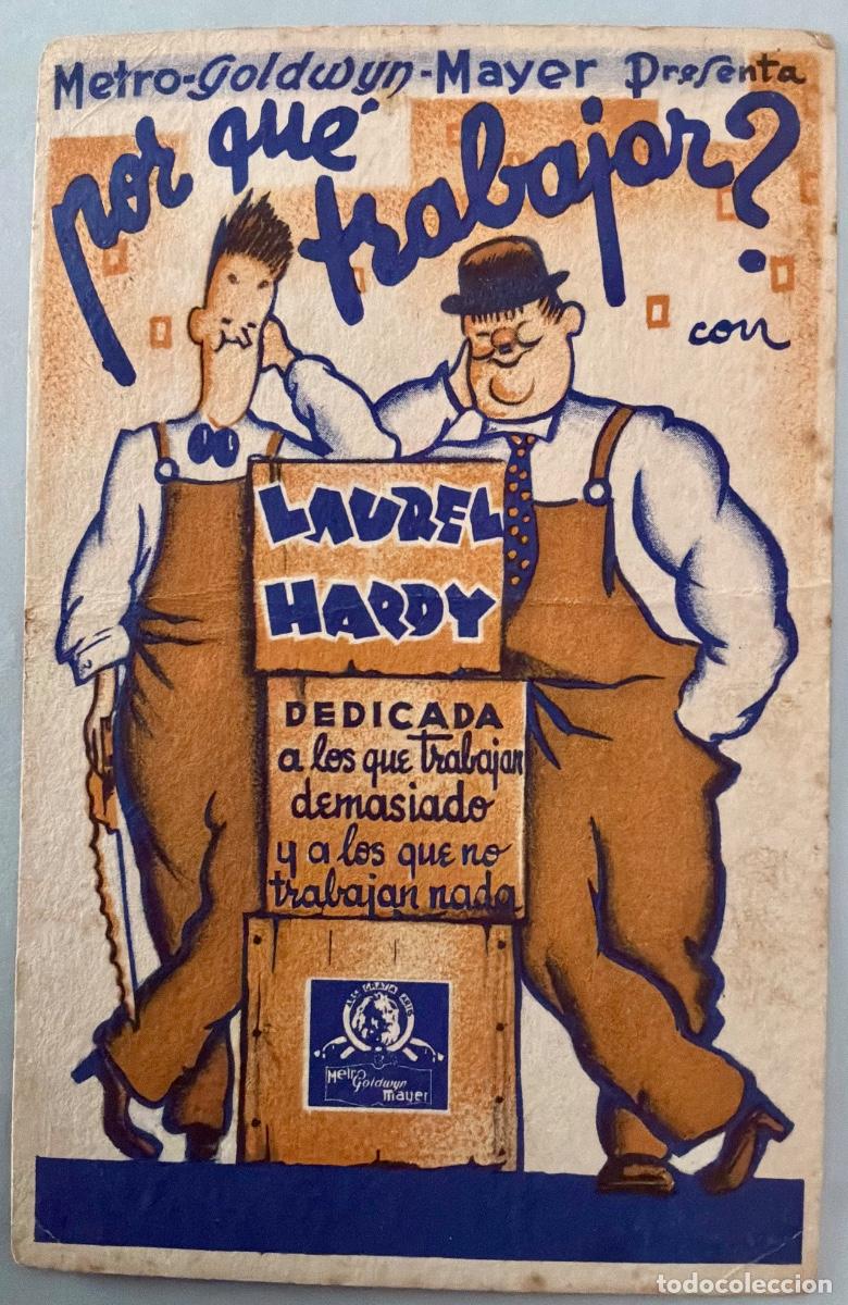 Cine: PROGRAMA CINE POR QU&Eacute; TRABAJAR?, LAUREL Y HARDY, SIN PUBLICIDAD, A&Ntilde;OS 30&acute;S