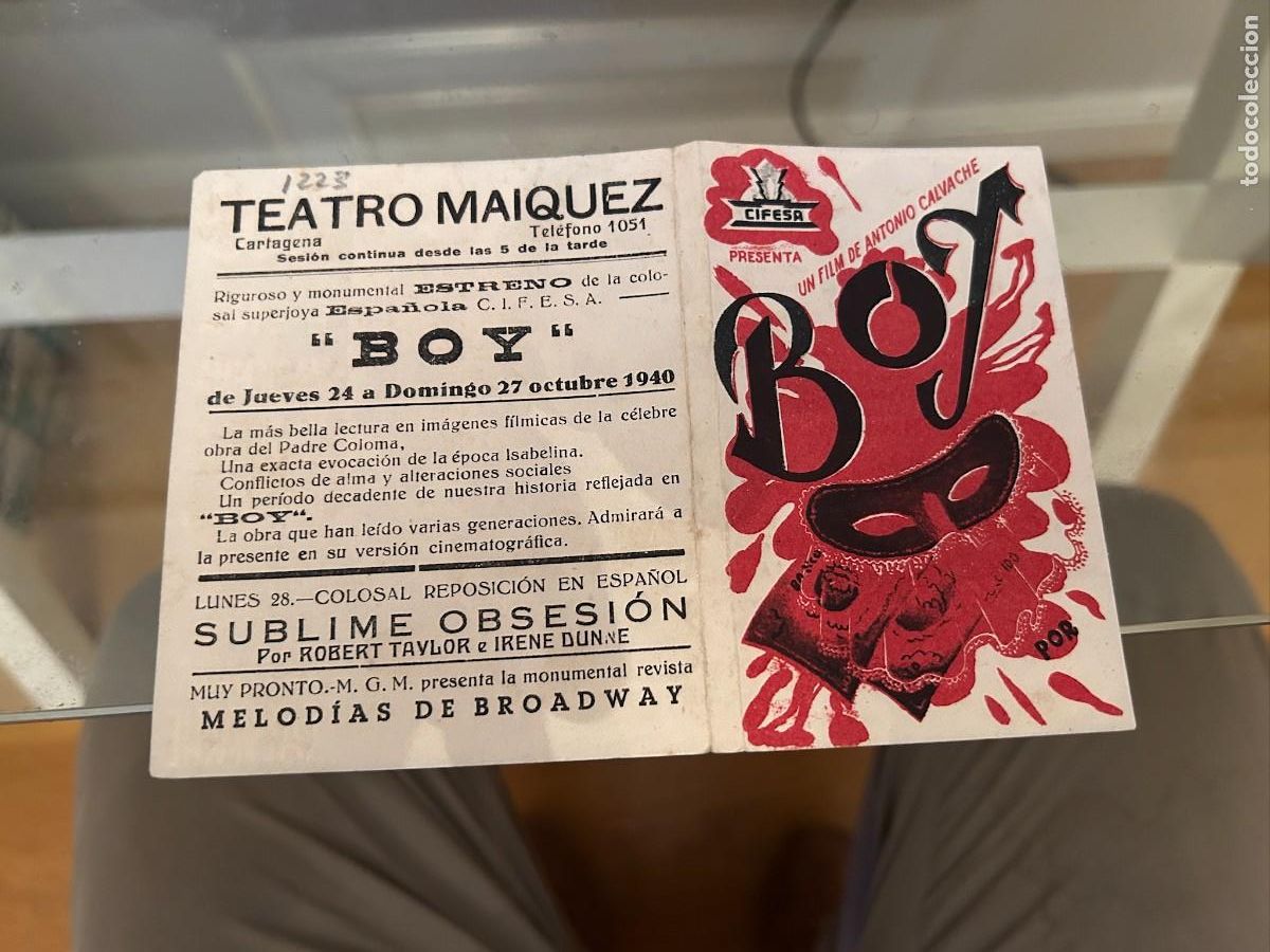 Cine: 1223 BOY TEATRO MAIQUEZ CASTAGENA CON PUBLICIDAD BUEN ESTADO