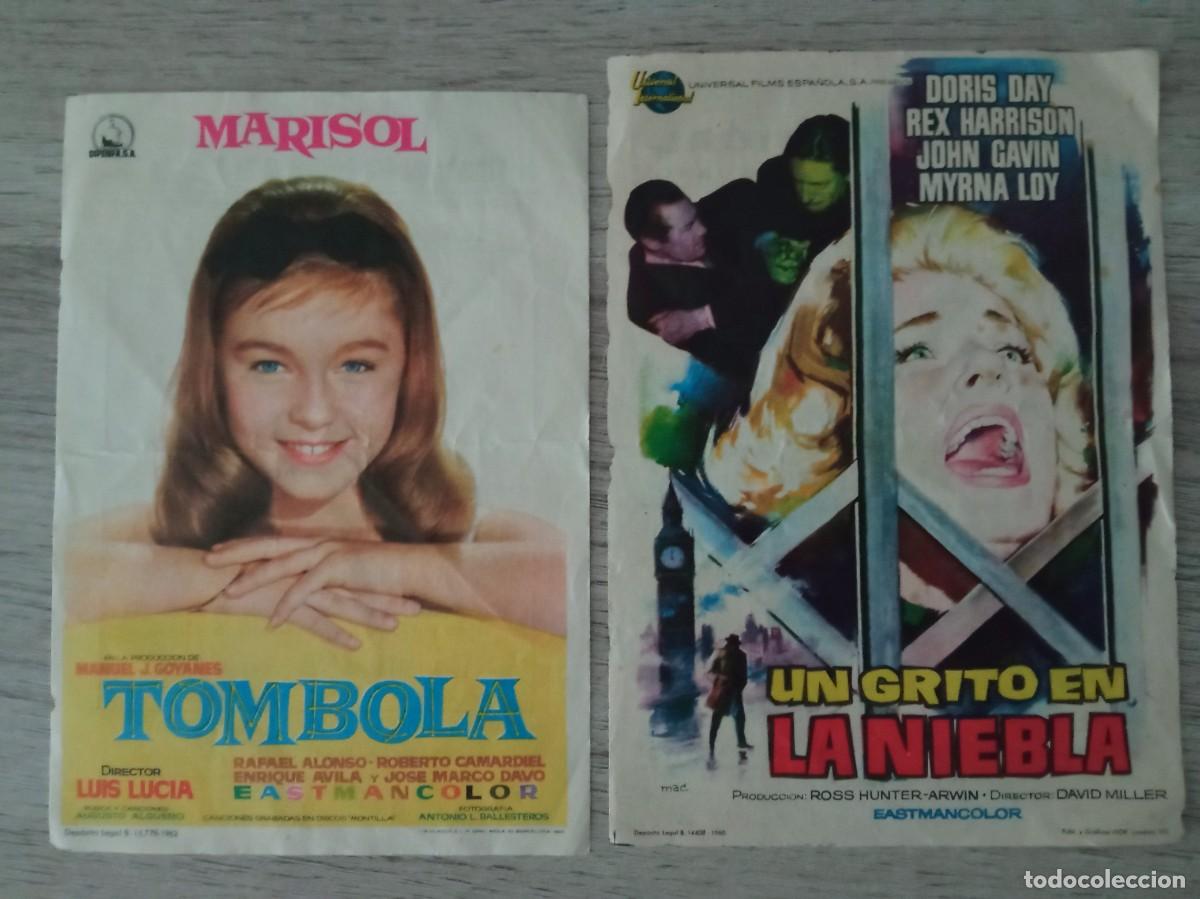 Cine: SAGUNTO, VALENCIA, 1963, TOMBOLA, MARISOL Y UN GRITO EN LA NIEBLA, DORIS DAY, 2 FOLLETOS DE CINE