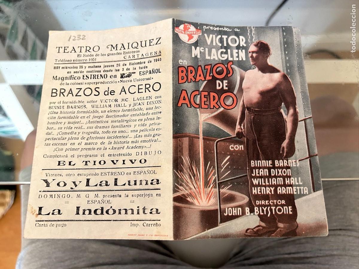 Cine: 1232 BRAZOS DE ACERO TEATRO MAIQUEZ CARTAGENA BUEN ESTADO CON PUBLICIDAD