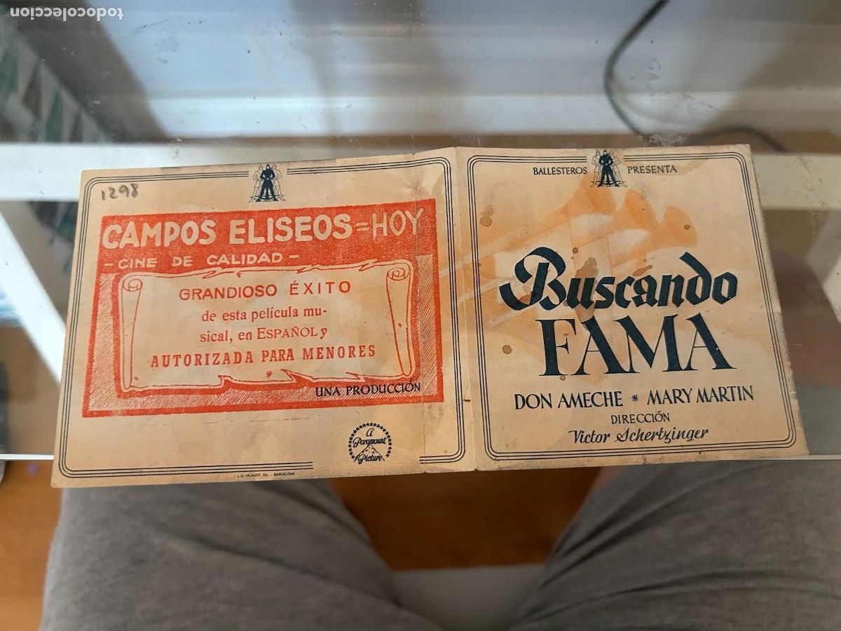 Cine: 1298 BUSCANDO FAMA CAMPOS ELISEOS BARCELONA BUEN ESTADO CON PUBLICIDAD