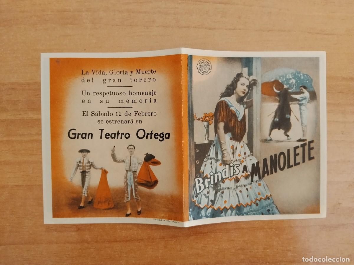 Cine: ROSA-PROGRAMA DE LA PELICULA --BRINDIS A MANOLETE ct
