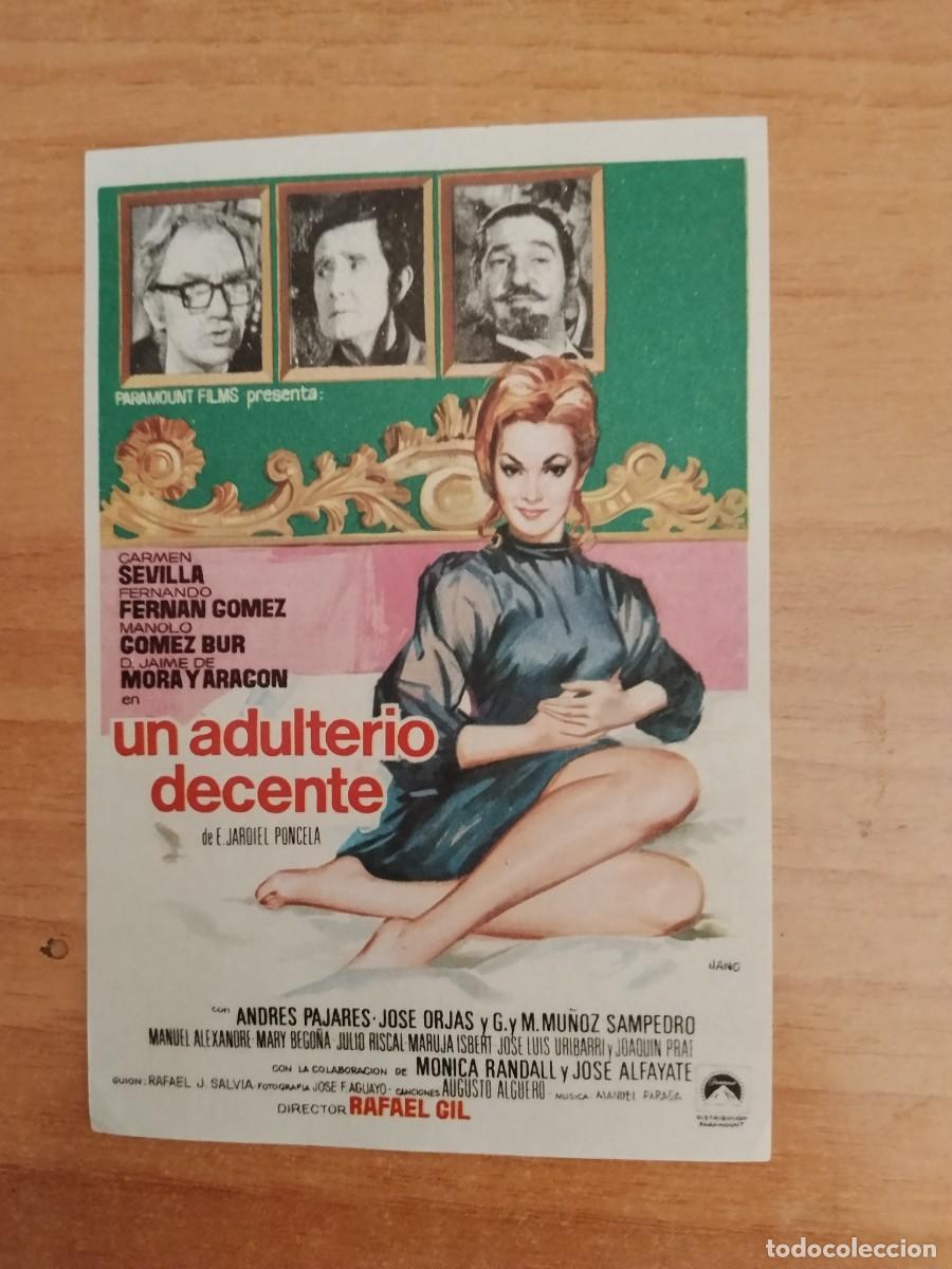 Cine: ROSA-PROGRAMA DE LA PELICULA --UN ADULTERIO DECENTE