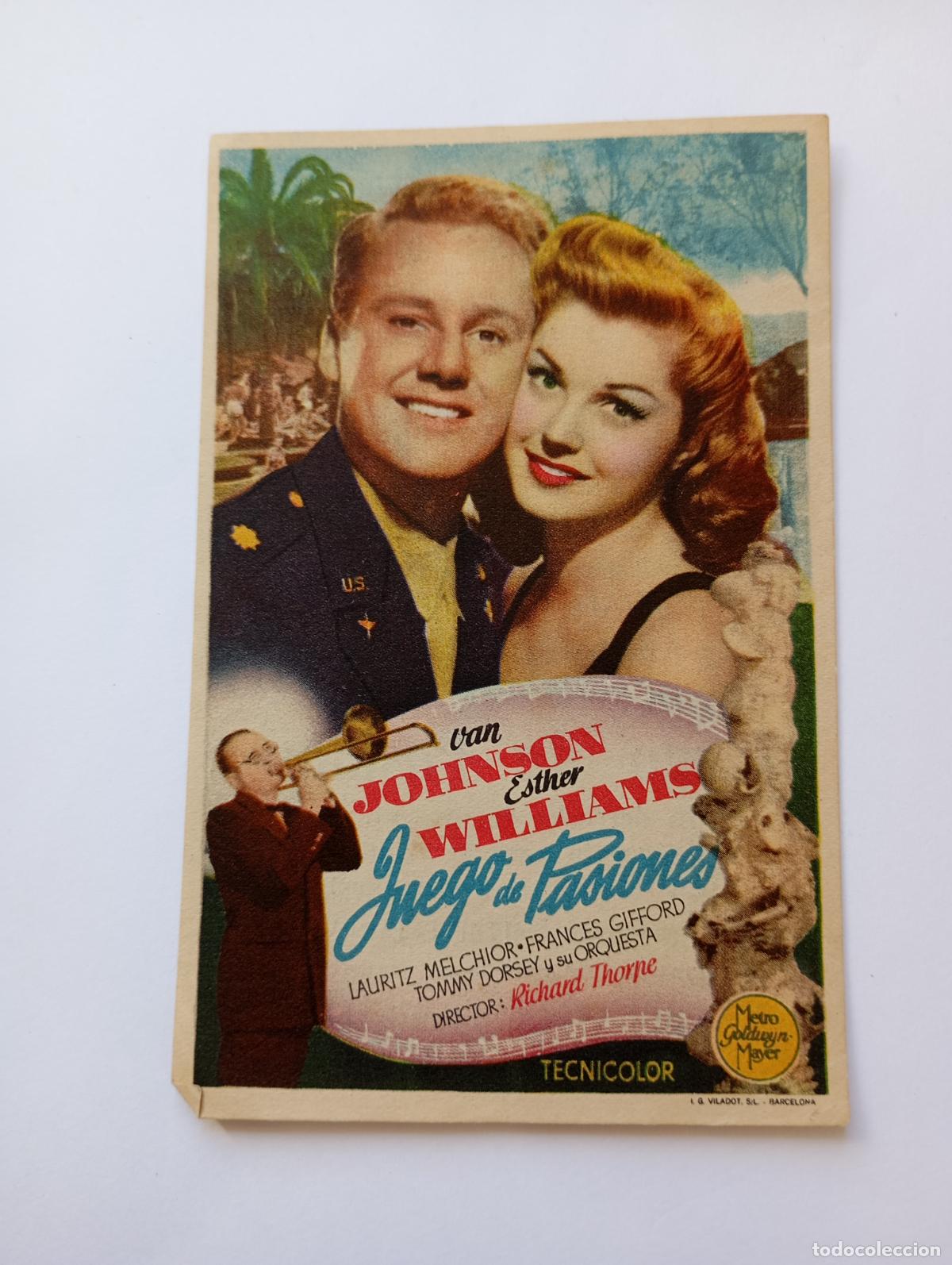 Cine: PROGRAMA FOLLETO DE CINE JUEGO DE PASIONES. VAN JOHSON ESTHER WILLIAMS. RIALTO LOGRO&Ntilde;O 1952 TDKP26T