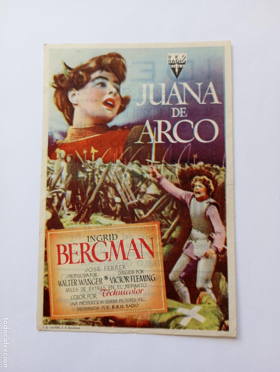 Cine: PROGRAMA FOLLETO DE CINE JUANA DE ARCO. INGRID BERGMAN. IDEAL CALAHORRA 1950. TDKP30B