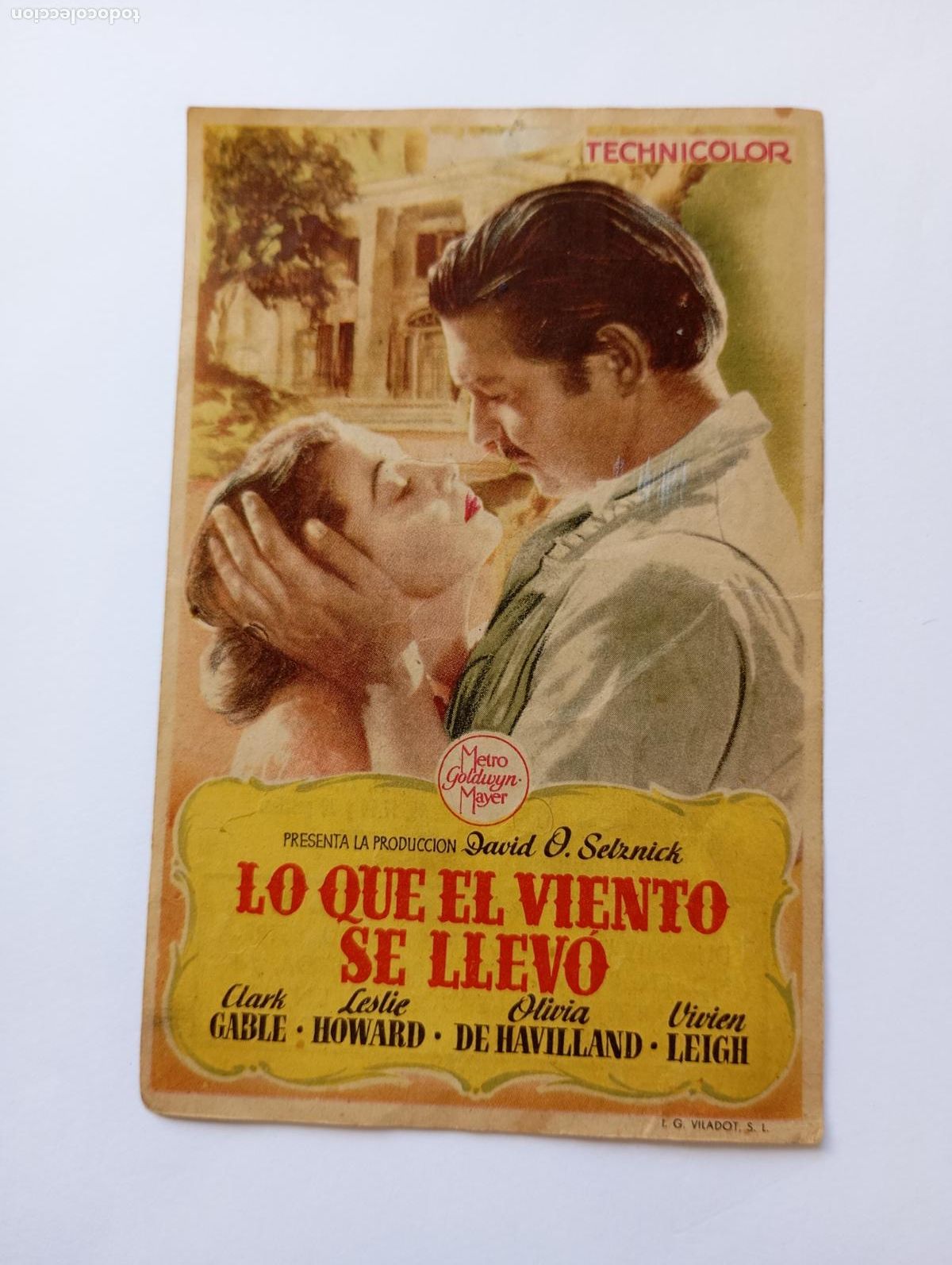 Cine: PROGRAMA FOLLETO DE CINE LO QUE EL VIENTO SE LLEV&Oacute;. CINE CONSULADO BILBAO. TDKP30B