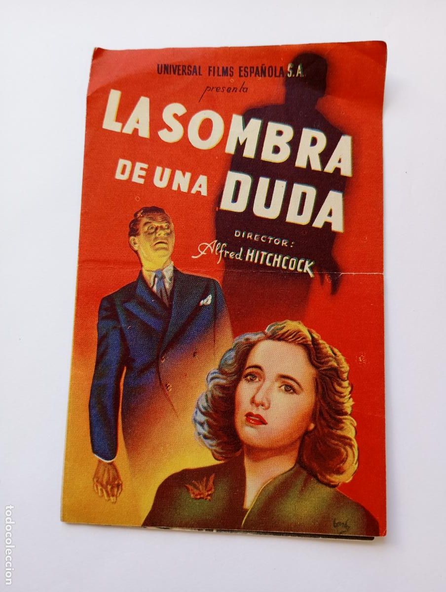 Cine: PROGRAMA FOLLETO DE CINE LA SOMBRA DE UNA DUDA. ALFRED HITCHCOCK. CINE KURSAAL. TDKP30B