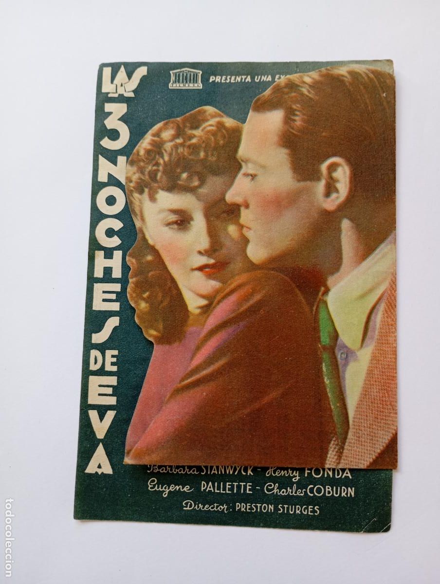 Cine: PROGRAMA FOLLETO DE CINE LAS 3 NOCHES DE EVA. TEATRO GORRITI TAFALLA 1944. TDKP30B