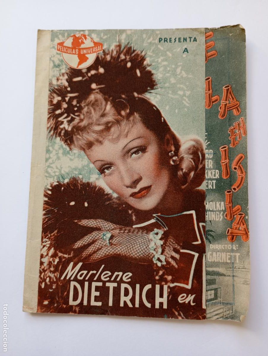 Cine: PROGRAMA FOLLETO DE CINE DE ISLA EN ISLA. MARLENE DIETRICH. SAN SADURNI DE NOYA. 1943. TDKP30B