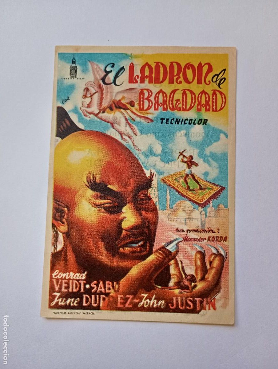 Cine: PROGRAMA FOLLETO DE CINE EL LADR&Oacute;N DE BAGDAD. TEATRO BUENOS AIRES. A&Ntilde;OS 50. TDKP30B