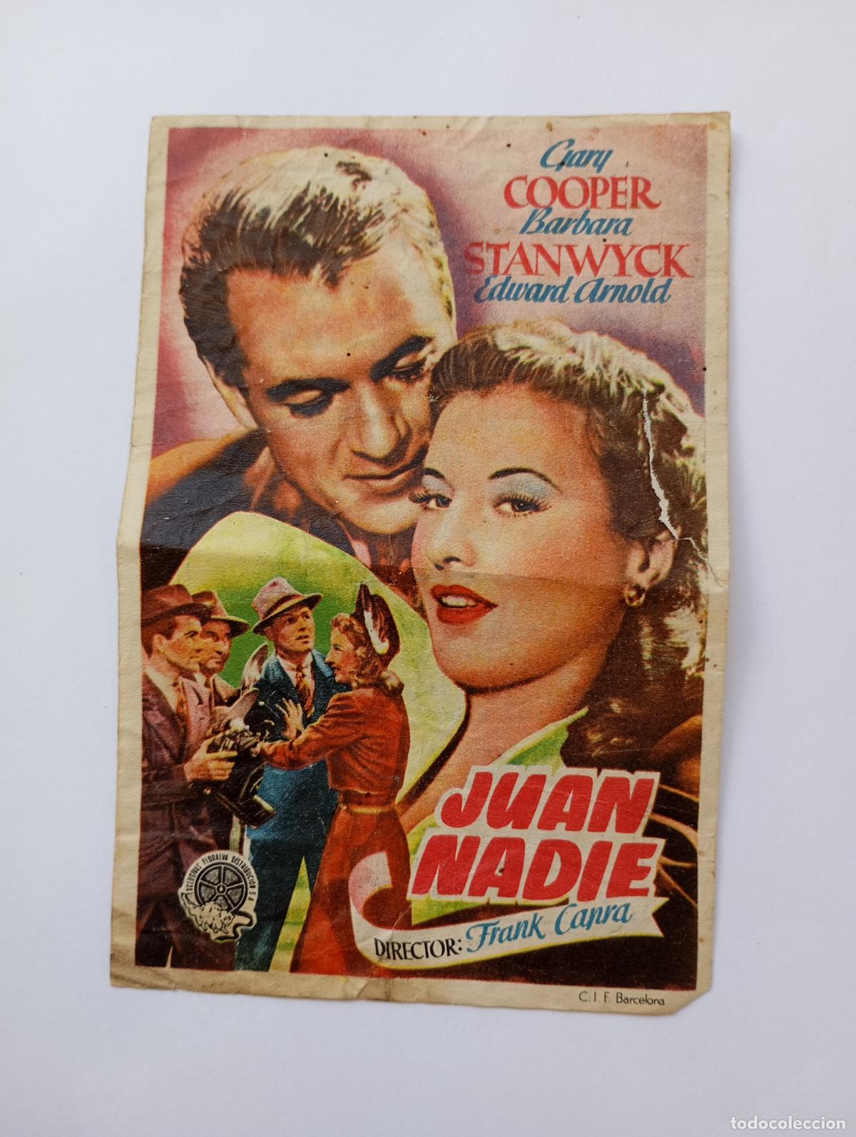 Cine: PROGRAMA FOLLETO DE CINE JUAN NADIE. GARY COOPER. RIALTO SANTO DOMINGO. TDKP30B