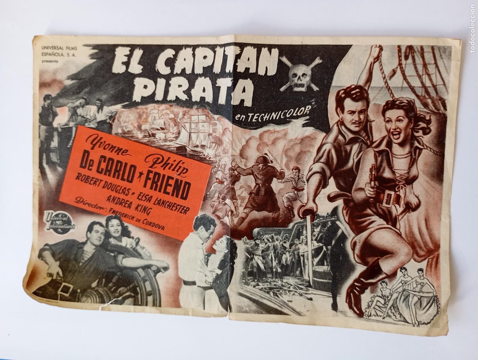 Cine: PROGRAMA FOLLETO DE CINE EL CAPIT&Aacute;N PIRATA. YVONNE DE CARLO 1952 RIALTO SANTO DOMINGO. TDKP30B