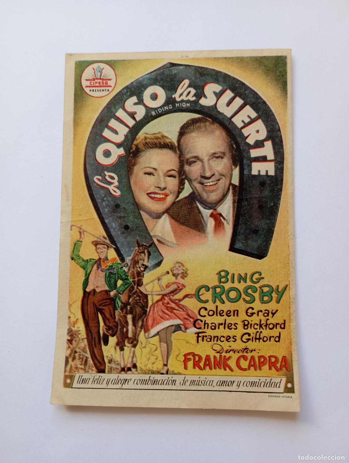 Cine: PROGRAMA FOLLETO DE CINE LO QUISO LA SUERTE. BING CROSBY. RIALTO SANTO DOMINGO 1952. TDKP30B