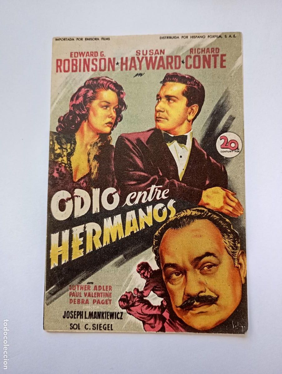 Cine: PROGRAMA FOLLETO DE CINE ODIO ENTRE HERMANOS. EDWARD G. ROBINSON. CINE AVENIDA 1950. TDKP30B