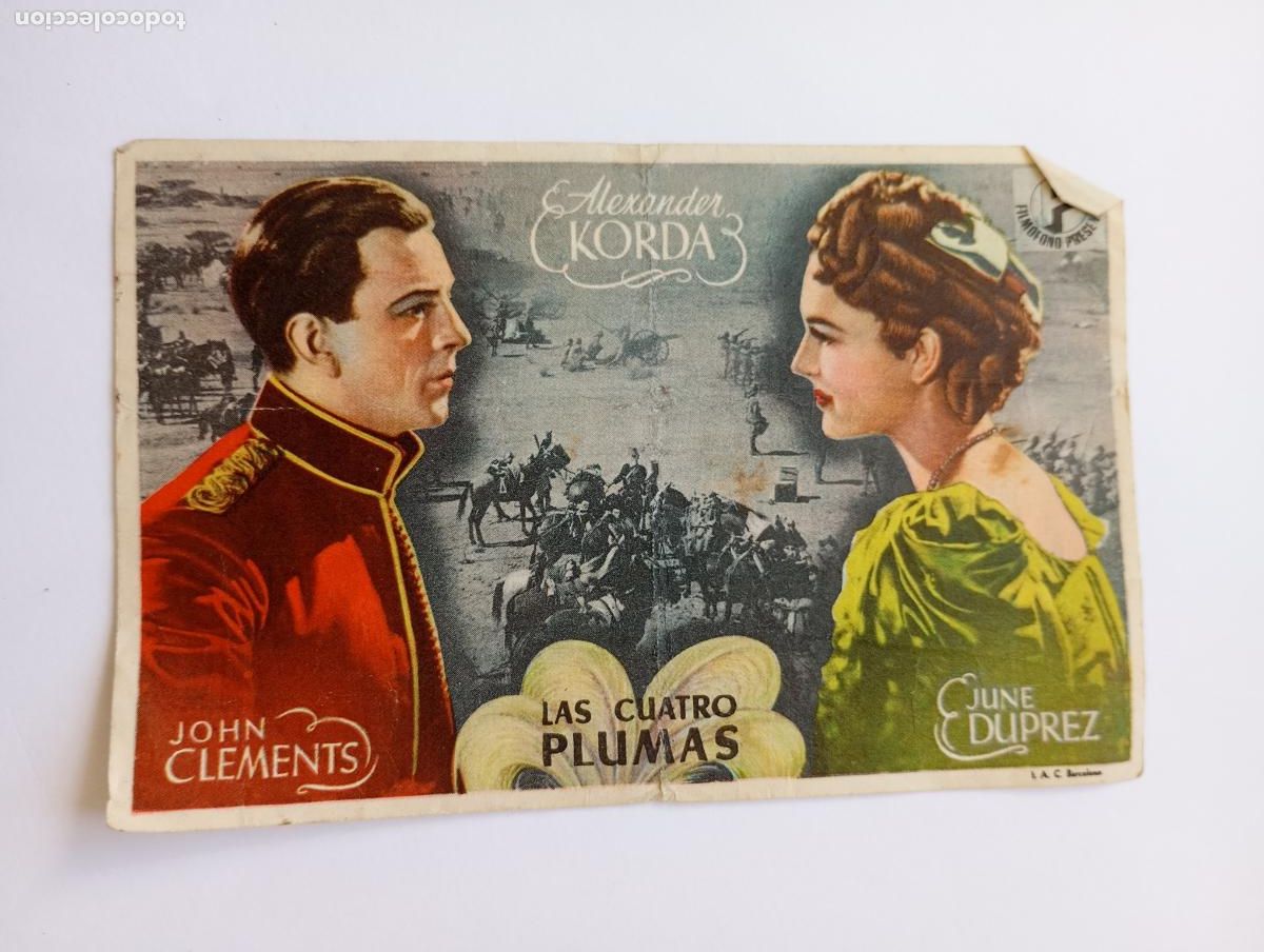Cine: PROGRAMA FOLLETO DE CINE LAS CUATRO PLUMAS JOHN CLEMENTS. CINEMA DIANA. TDKP30B