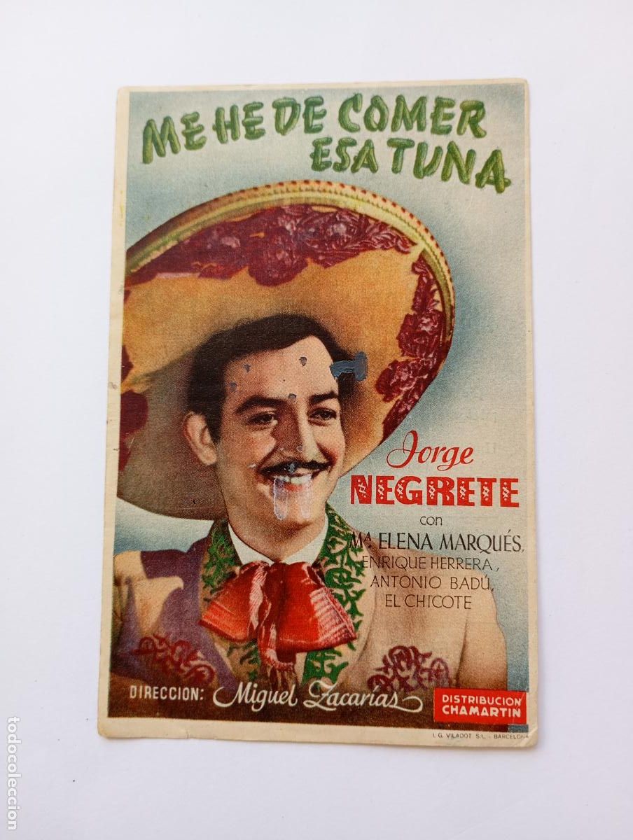 Cine: PROGRAMA FOLLETO DE CINE ME HE DE COMER ESA TUNA. JORGE NEGRETE. TEATRO BRET&Oacute;N 1947 TDKP30B