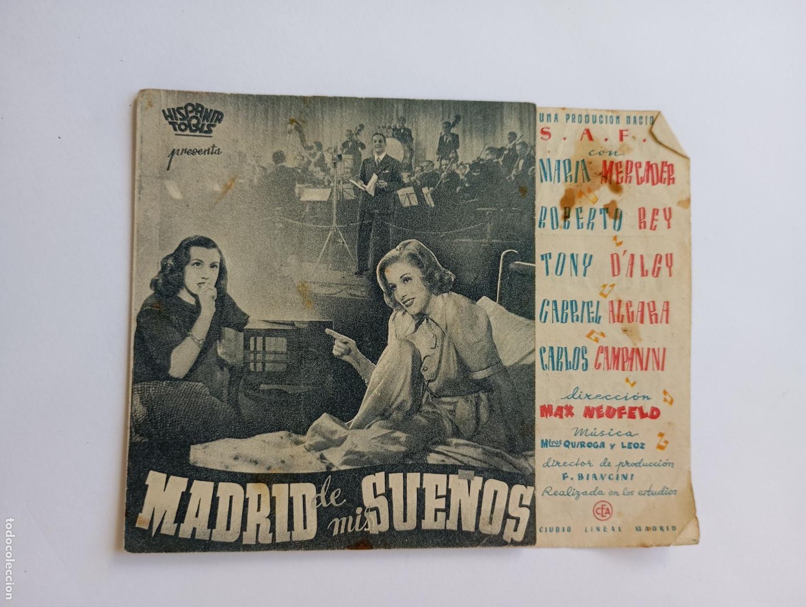 Cine: PROGRAMA FOLLETO DE CINE MADRID DE MIS SUE&Ntilde;OS. FRONTON CINEMA. TDKP30B