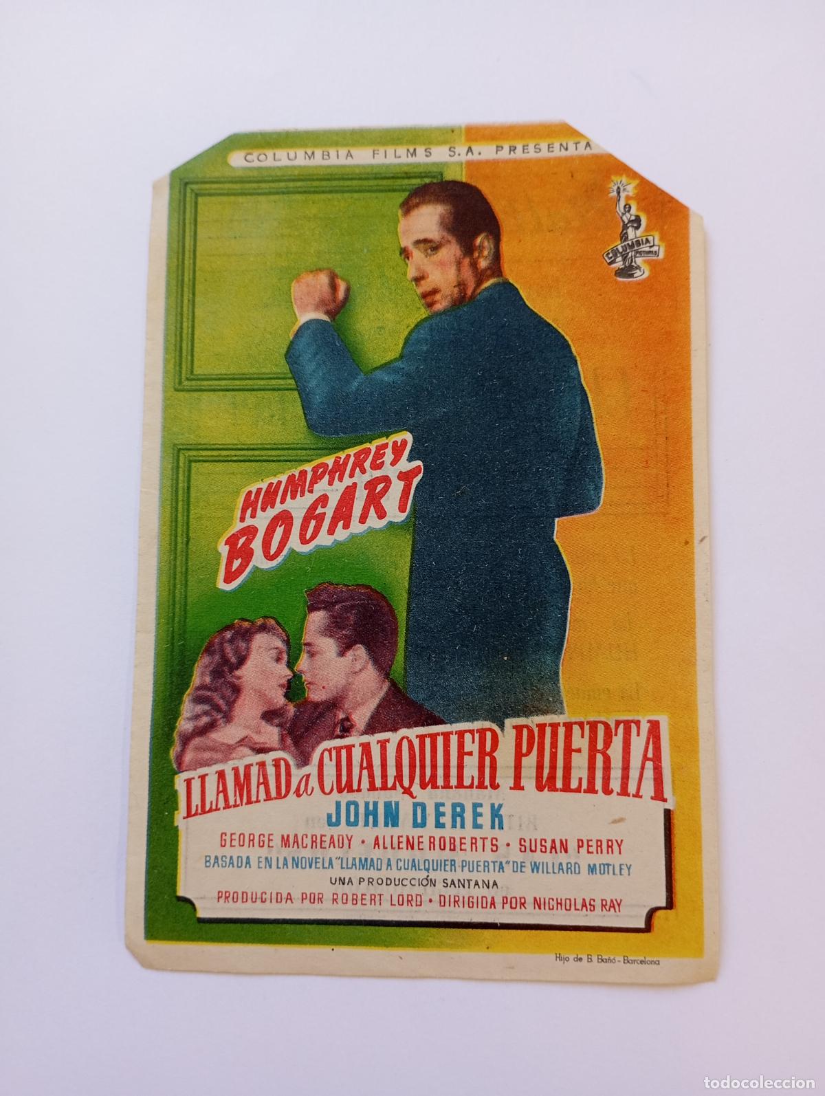 Cine: PROGRAMA FOLLETO DE CINE LLAMAD A LA PUERTA. HUMPHREY BOGART. RIALTO 1954. TDKP30B