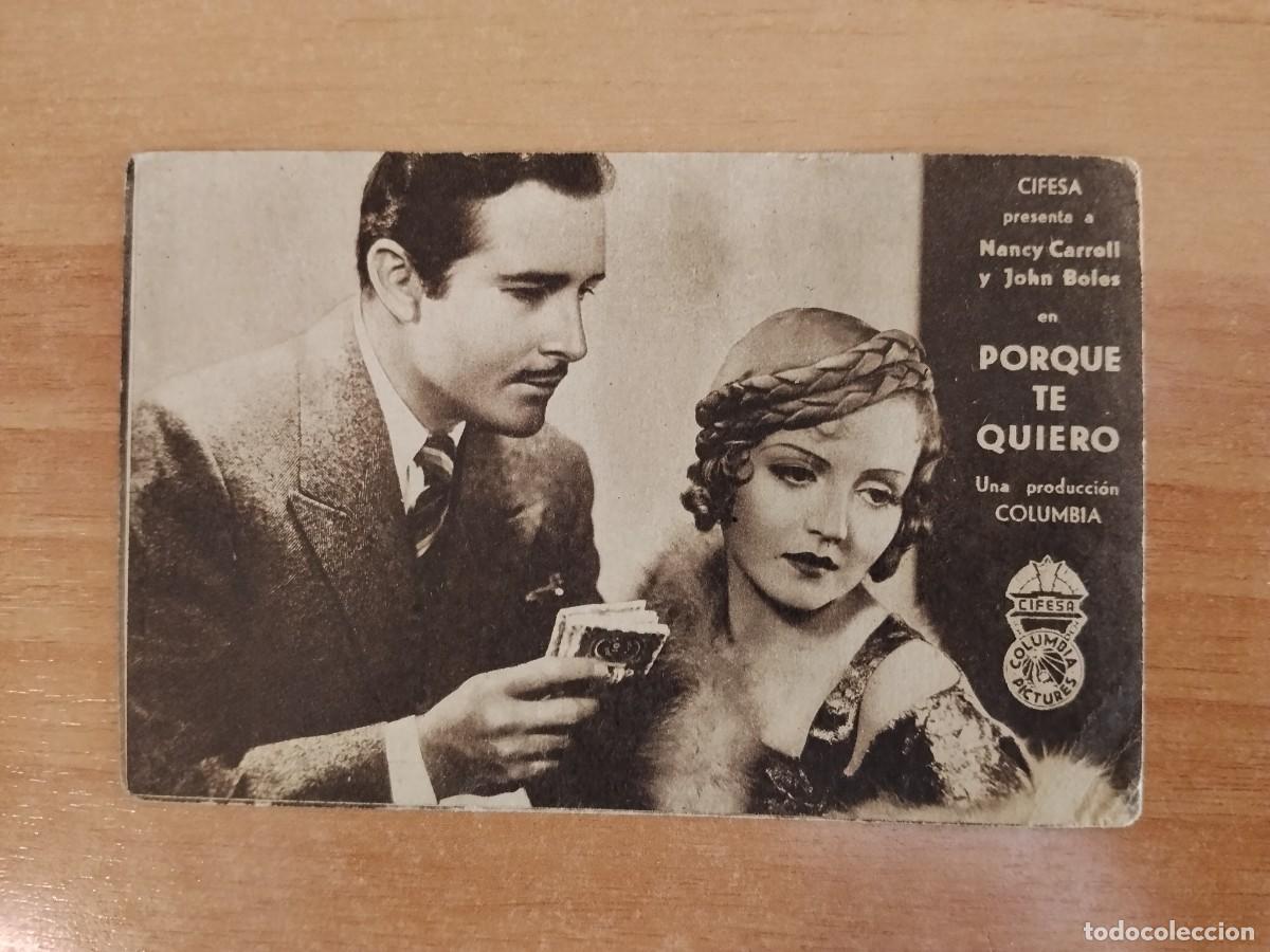 Cine: ROSA-PROGRAMA DE LA PELICULA --PORQUE TE QUIERO ct