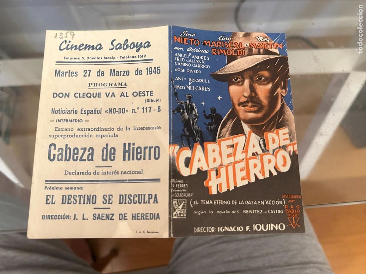 Cine: 1359 CABEZA DE HIERRO CINEMA SABOYA BARCELONA BUEN ESTADO CON PUBLICIDAD