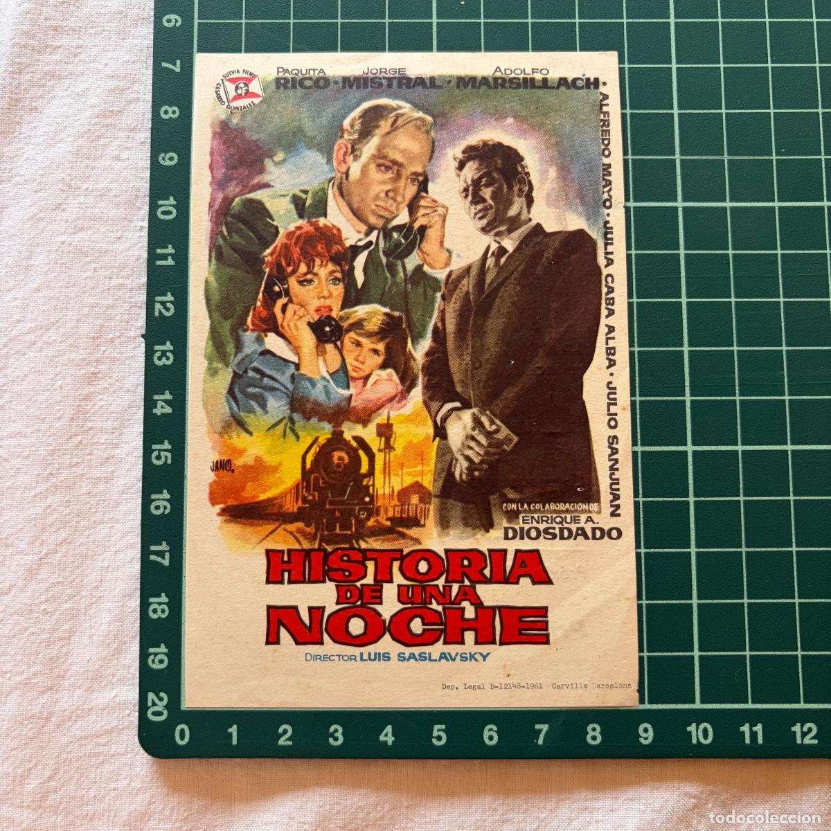 Cine: Programa de cine folleto de mano pelicula. Historia de una noche. Avenida Torrelavega 1964.