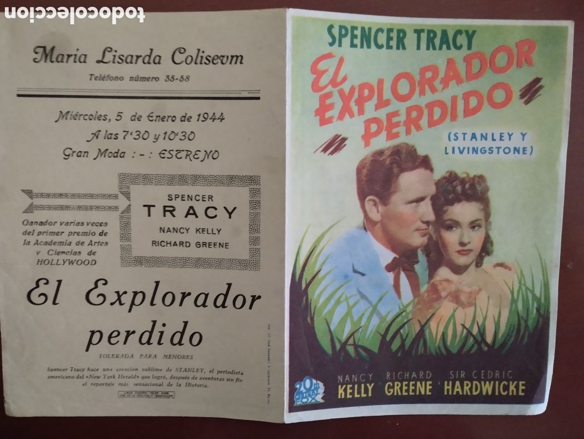 Cine: Folleto Programa de cine DOBLE - EL EXPLORADOR PERDIDO