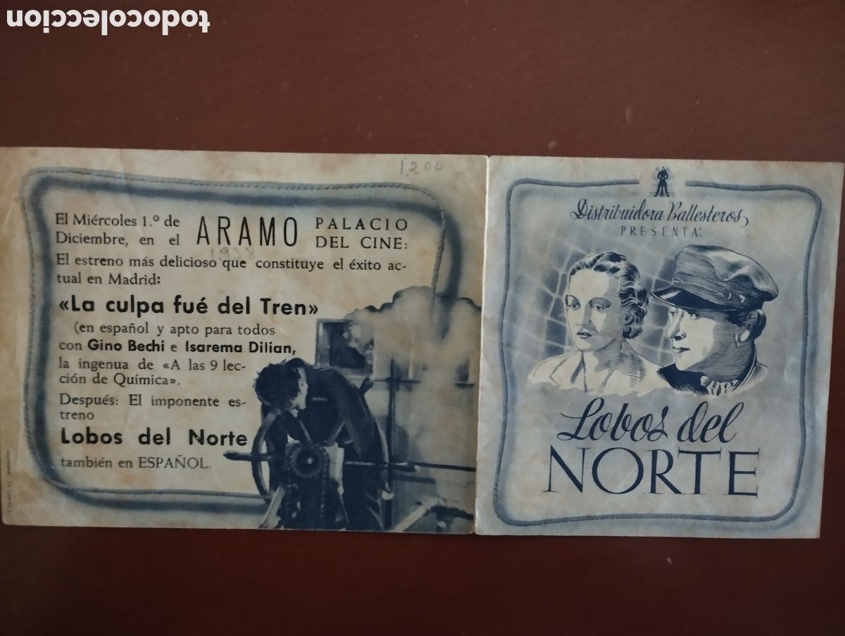 Cine: Folleto Programa de cine DOBLE - LOBOS DEL NORTE