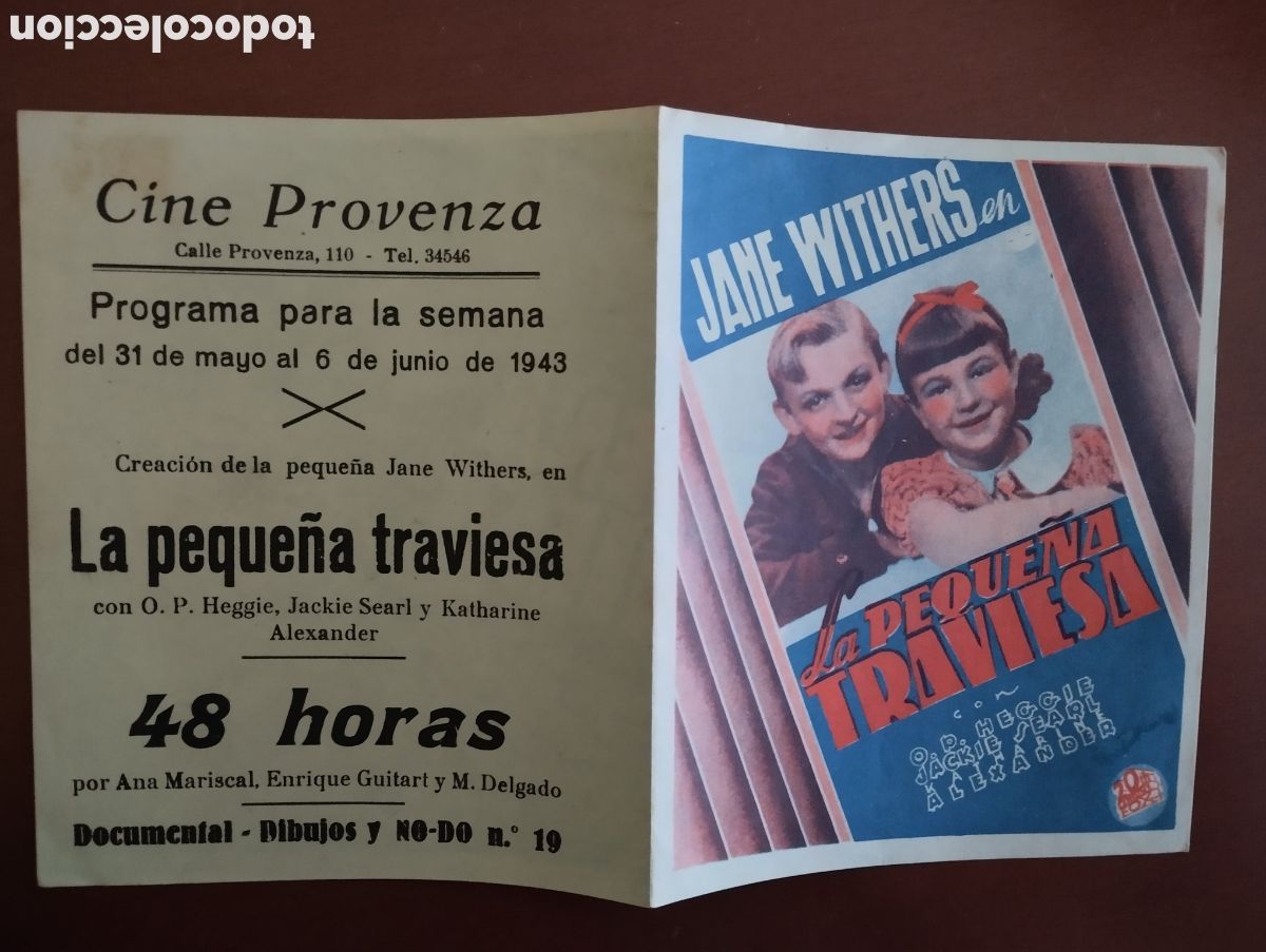 Cine: Folleto Programa de cine DOBLE - PEQUE&Ntilde;A TRAVIESA