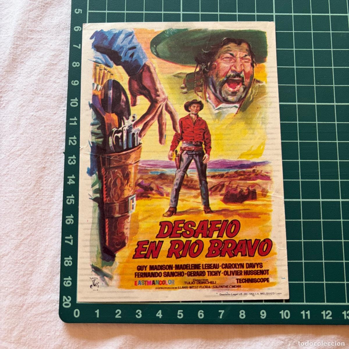 Cine: Programa de cine folleto de mano pelicula. Desaf&iacute;o en R&iacute;o Bravo banda primitiva Liria, 1967.