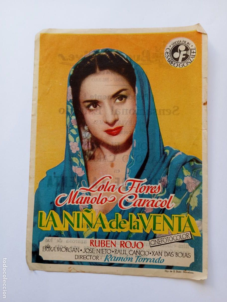 Cine: PROGRAMA FOLLETO DE CINE LA NI&Ntilde;A DE LA VENTA. LOLA FLORES. BUENOS AIRES BILBAO. TDKP30C