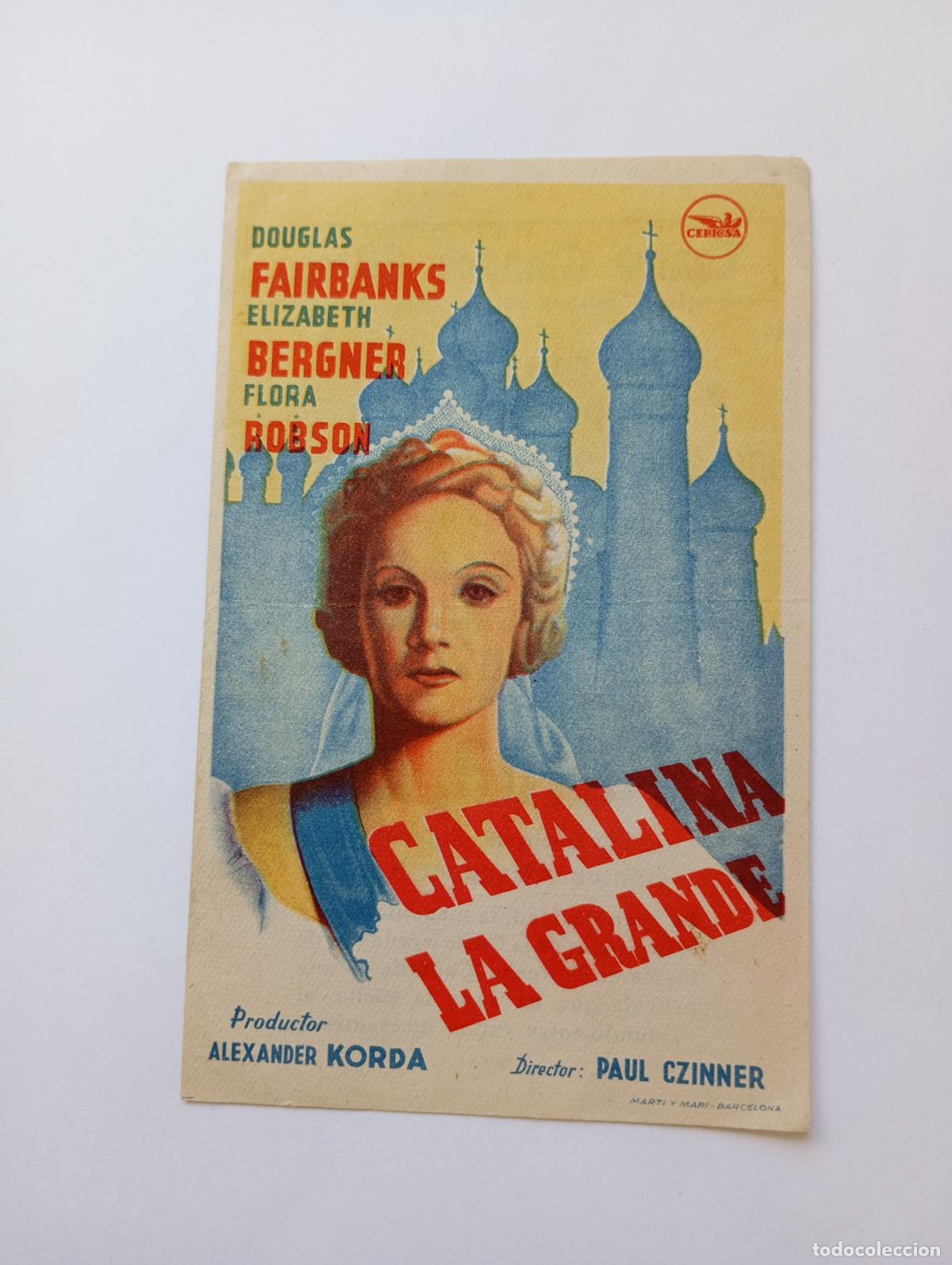 Cine: PROGRAMA FOLLETO DE CINE CATALINA LA GRANDE. TEATRO CAMPOS ELISEOS. BILBAO 1952. TDKP30C