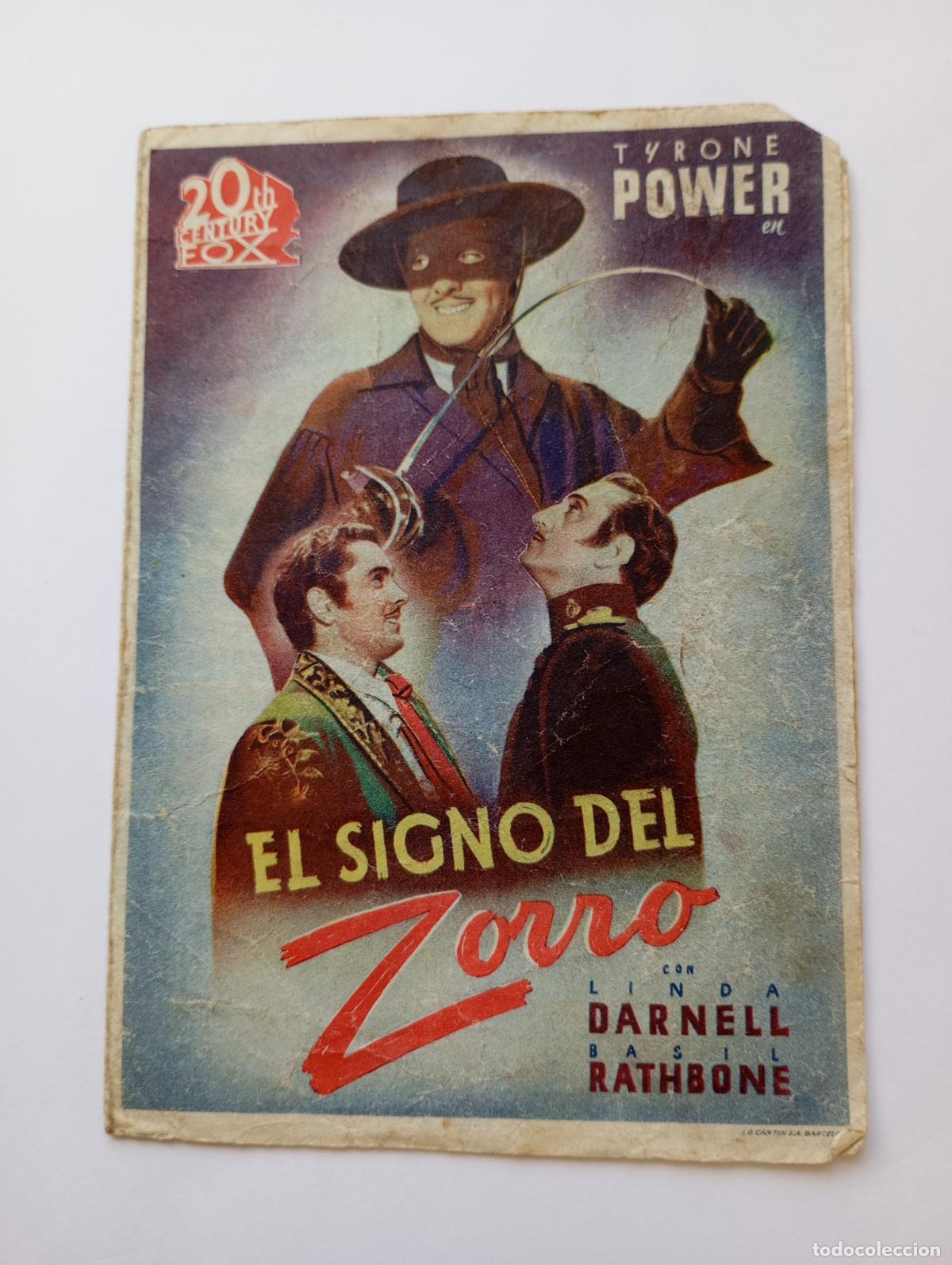 Cine: PROGRAMA FOLLETO DE CINE EL SIGNO DEL ZORRO. TYRONE POWER. SAL&Oacute;N VICTORIA. TDKP30C