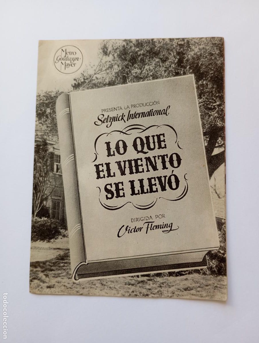 Cine: PROGRAMA FOLLETO DE CINE LO QUE EL VIENTO SE LLEV&Oacute;. CINE CARLTON. TDKP30B