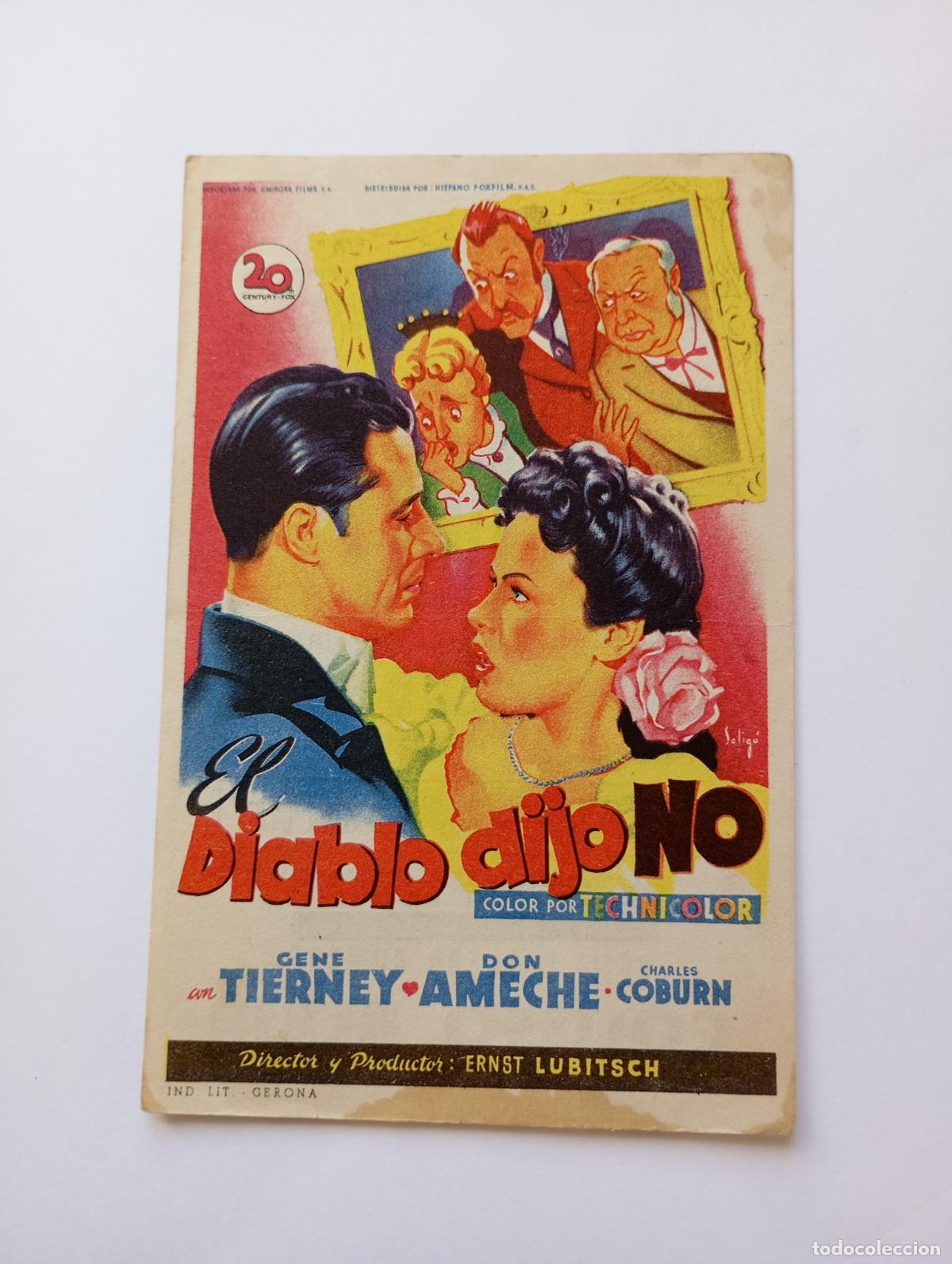 Cine: PROGRAMA FOLLETO DE CINE EL DIABLO DIJO NO. COLSEO ALBIA. GENE TIERNEY. TDKP30C
