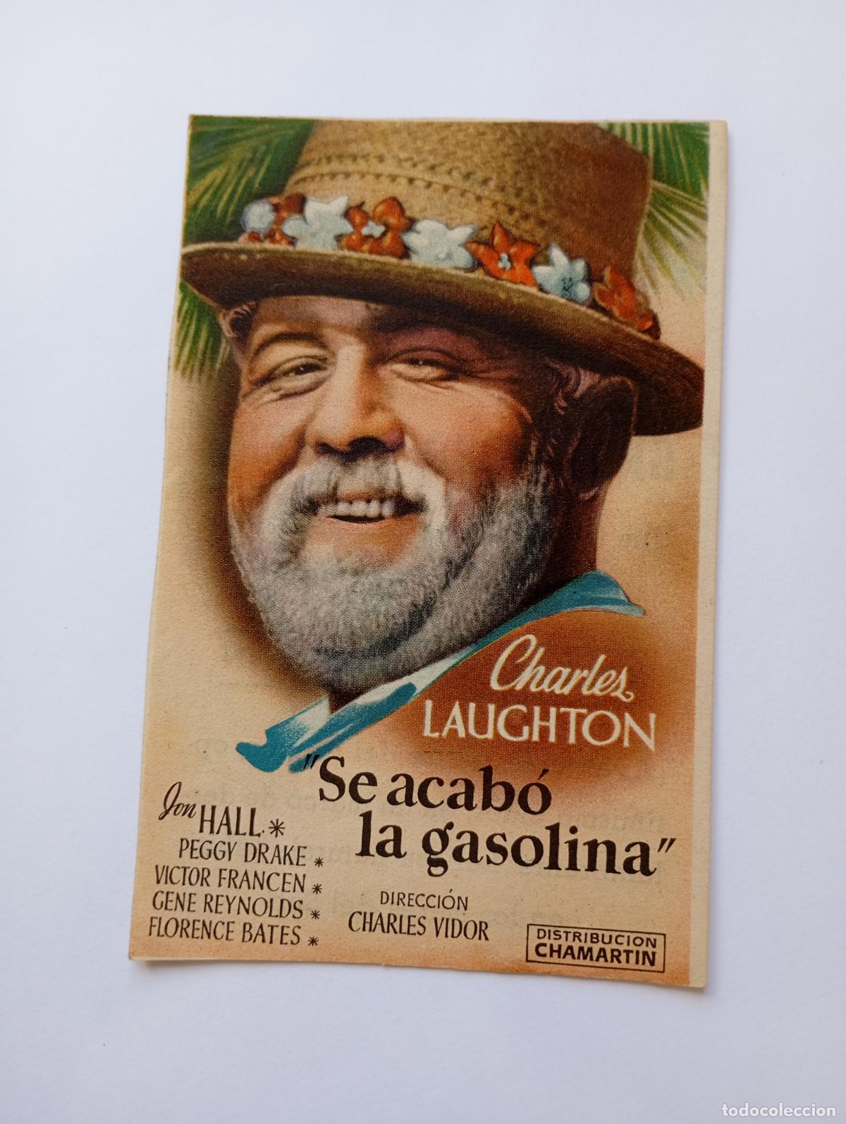 Cine: PROGRAMA FOLLETO DE CINE SE ACAB&Oacute; LA GASOLINA. CHARLES LAUGHTON. SAL&Oacute;N MIRAMAR. TDKP30B