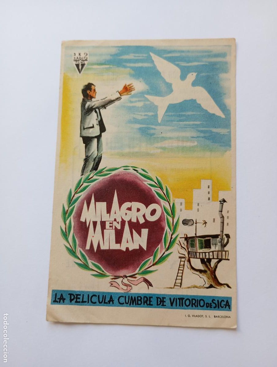 Cine: PROGRAMA FOLLETO DE CINE MILAGRO EN MIL&Aacute;N. COLSEO ALBIA. 1951. TDKP30B