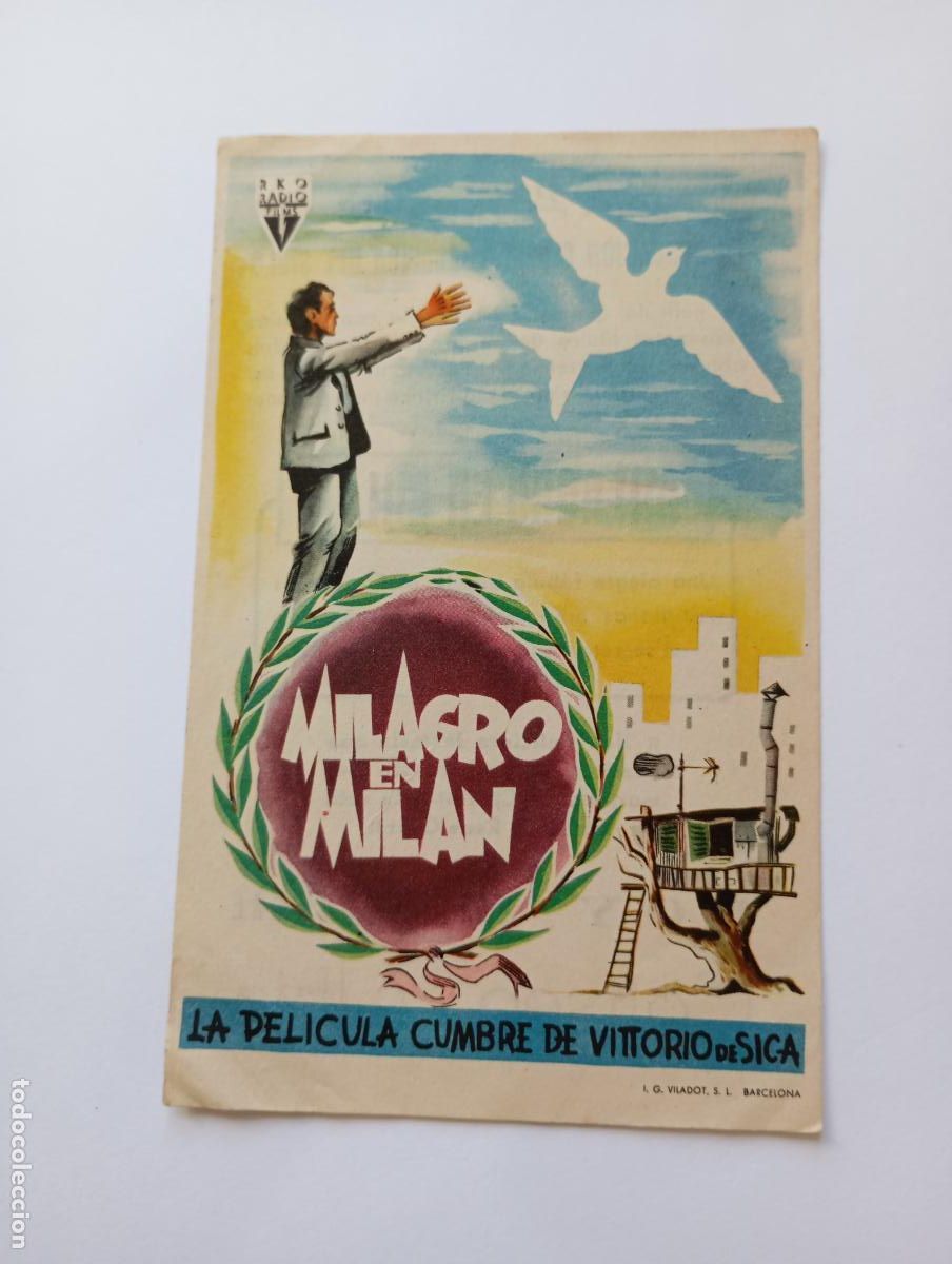 Cine: PROGRAMA FOLLETO DE CINE MILAGRO EN MIL&Aacute;N. COLSEO ALBIA. 1951. TDKP30B
