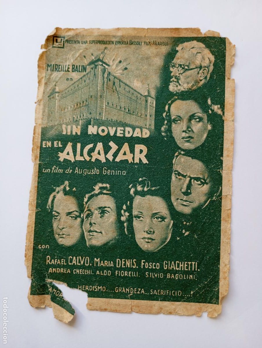 Cine: PROGRAMA FOLLETO DE CINE SIN NOVEDAD EN EL ALC&Aacute;ZAR. NUEVO TEATRO 1941. TDKP30B