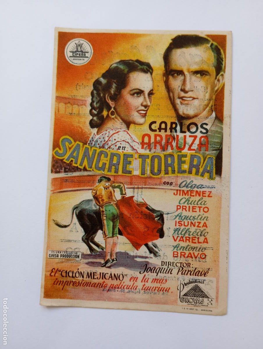 Cine: PROGRAMA FOLLETO DE CINE SANGRE TORERA. CARLOS ARRUZA. CASABLANCA CINE DE VERANO 1950. TDKP30C