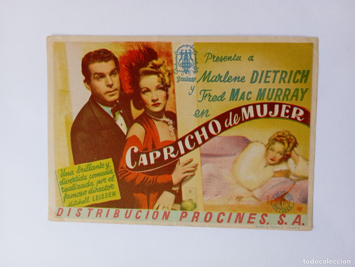 Cine: PROGRAMA FOLLETO DE CINE CAPRICHO DE MUJER. MARLENE DIETRICH. TDKP30C
