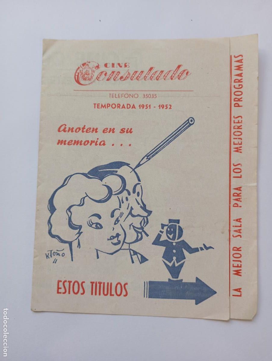 Cine: PROGRAMA FOLLETO DE CINE PROGRAMACI&Oacute;N CINE CONSULADO TEMPORADA 1951-1952. BILBAO. TDKP30C