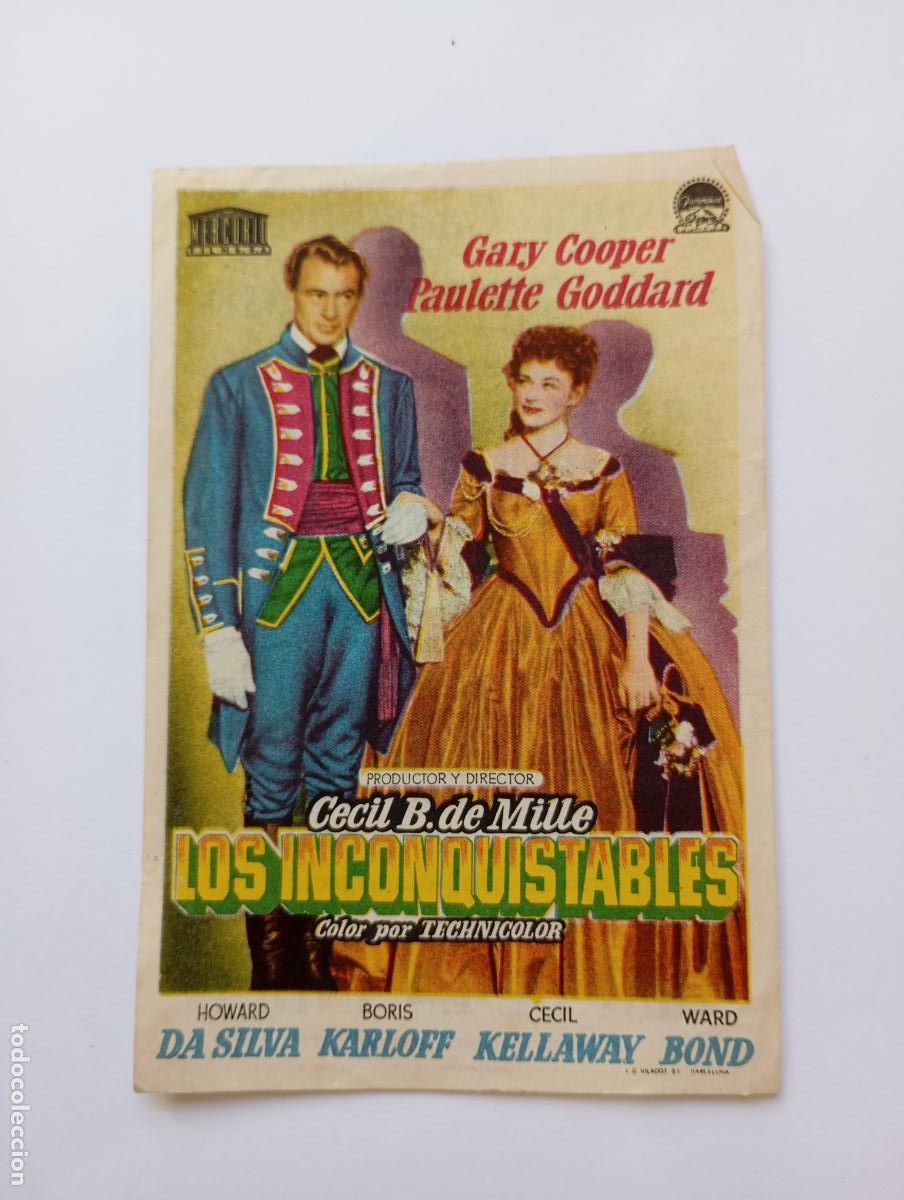 Cine: PROGRAMA FOLLETO DE CINE LOS INCONQUISTABLES. GARY COOPER. TEATRO CALCEATENSE 1952. TDKP30C