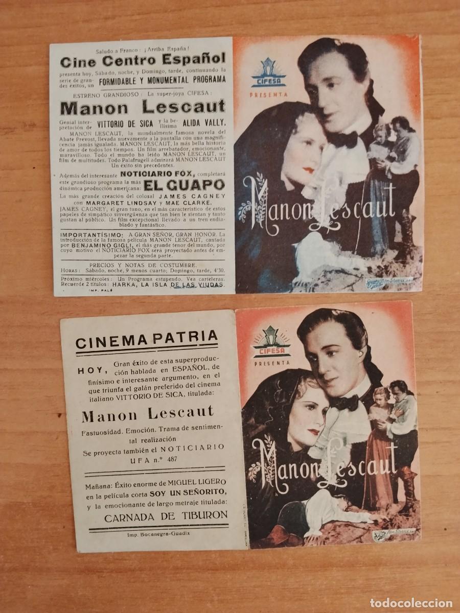 Cine: TURQUE-PROGRAMA DE LA PELICULA --MANON LESCAUT (distintos por dentro)