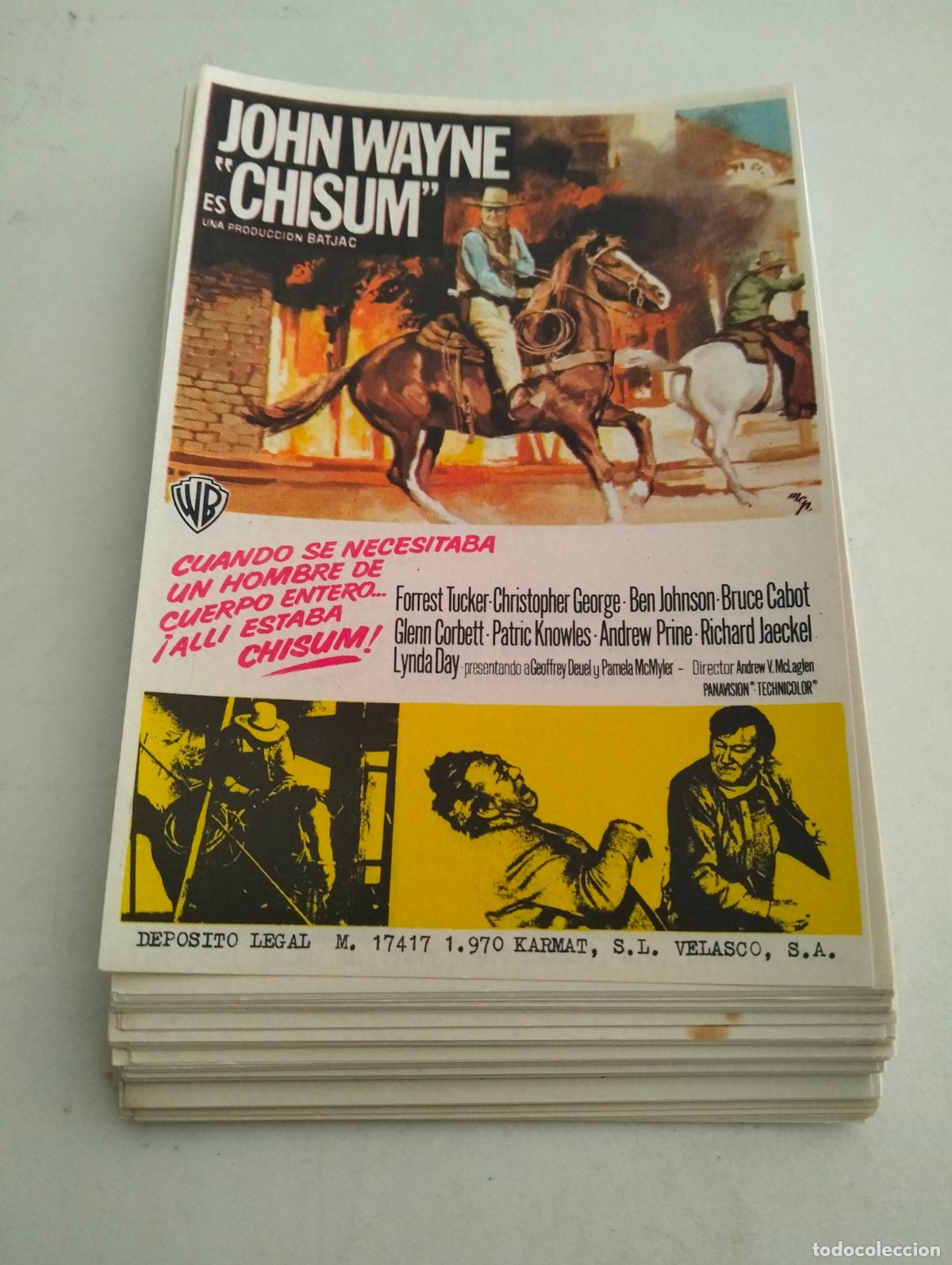 Cine: LOTE DE 100 FOLLETOS DE CIINE, CHISUM, CON JOHN WAYNE, A&Ntilde;O 1970
