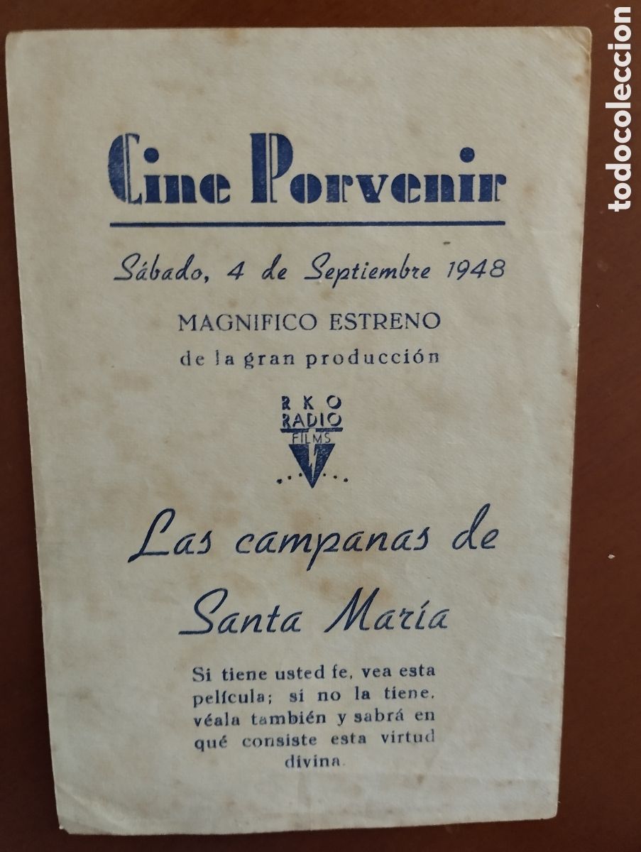 Cine: Folleto Programa de cine - LAS CAMPANAS DE SANTA MAR&Iacute;A - Foto 2
