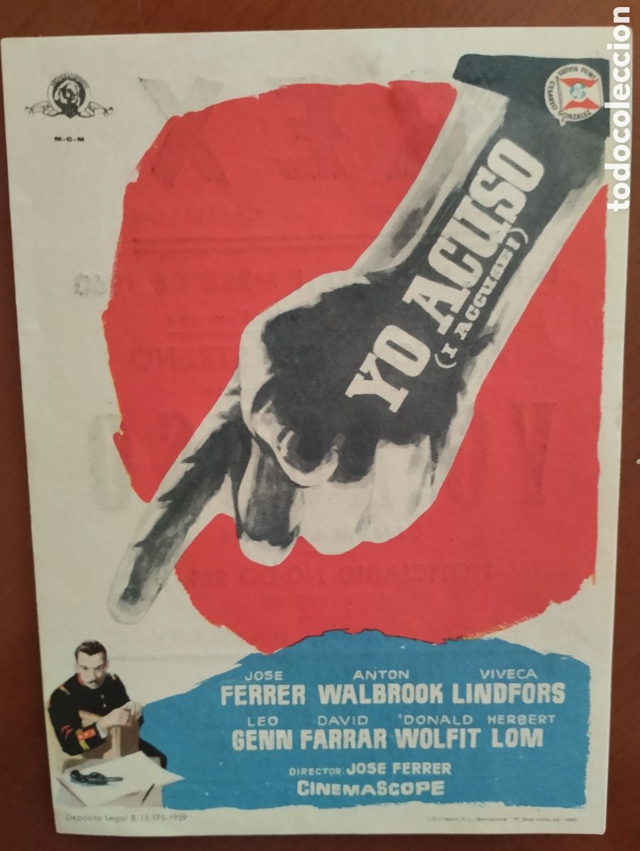 Cine: Folleto Programa de cine - YO ACUSO